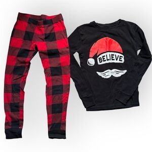 Believe Plaid Pajama Set with Christmas Design